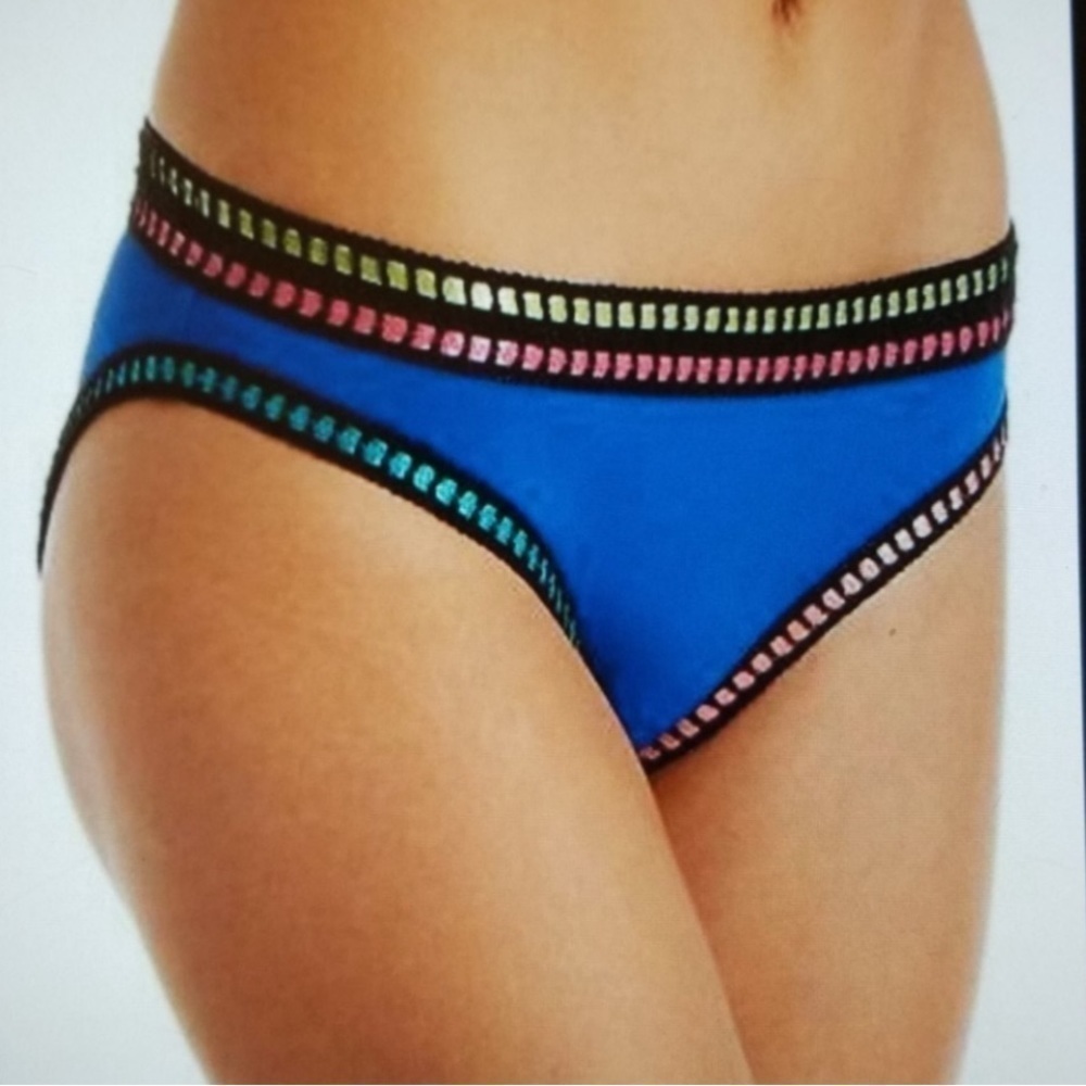 La Blanca Threading Along Triangle Blue Tankini Set size 4 - Picture 2 of 14